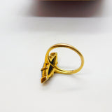 10ct Yellow Gold & Marquise Cut Obsidian Band Ring Vintage c1970