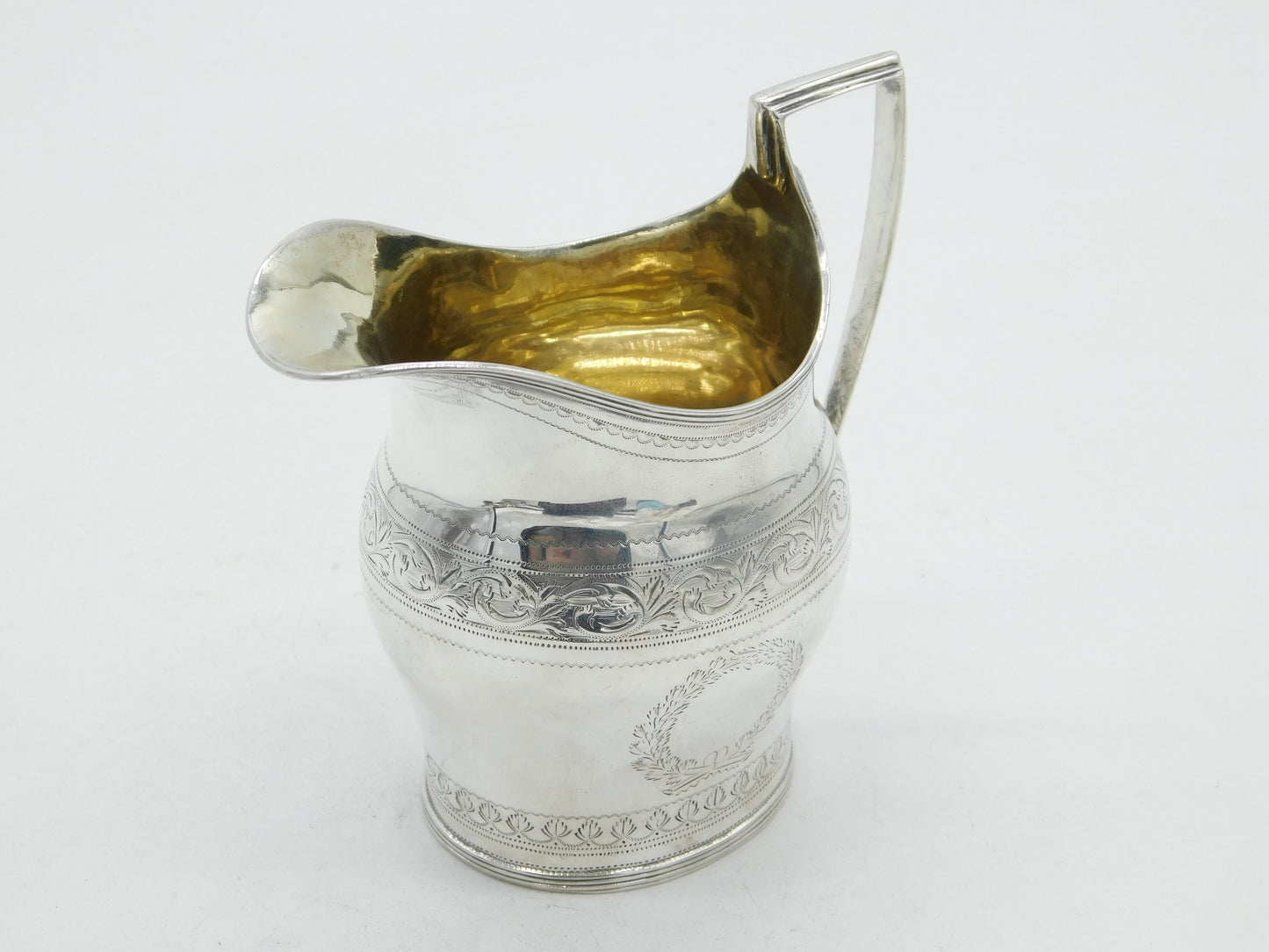 Georgian Sterling Silver Floral Pattern Cream Jug 1796 London Antique