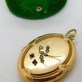 9ct Yellow Gold Back & Front Swallow Sweetheart Locket Antique c1930 Art Deco
