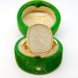 George I 9ct Gold Set Rock Crystal Intaglio Seal 'Samuel Pepys' Signet Ring c1710