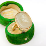 George I 9ct Gold Set Rock Crystal Intaglio Seal 'Samuel Pepys' Signet Ring c1710