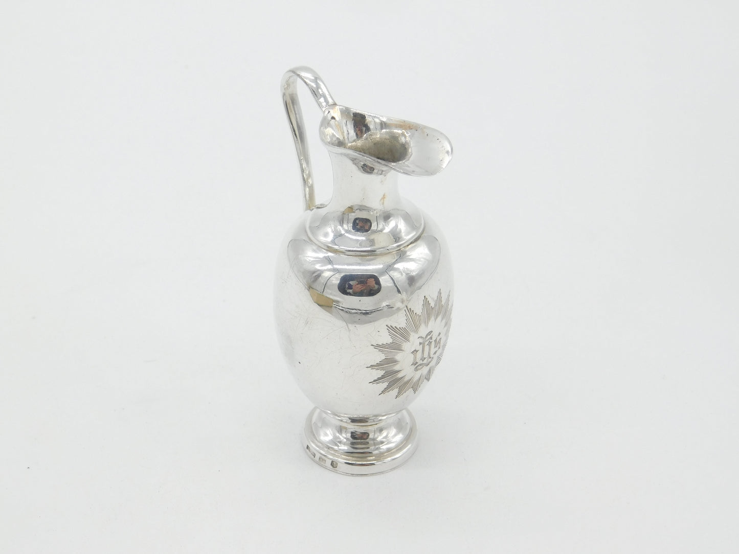 Victorian Aston & Son Sterling Silver IHS Small Communion Wine Jug c1860 Antique