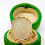 George I 9ct Gold Set Rock Crystal Intaglio Seal 'Samuel Pepys' Signet Ring c1710