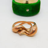 14ct Yellow Gold Modernist Double Band Puzzle Ring Vintage c1960 Size L UK