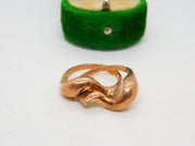 14ct Yellow Gold Modernist Double Band Puzzle Ring Vintage c1960 Size L UK