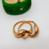 14ct Yellow Gold Modernist Double Band Puzzle Ring Vintage c1960 Size L UK