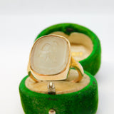 George I 9ct Gold Set Rock Crystal Intaglio Seal 'Samuel Pepys' Signet Ring c1710