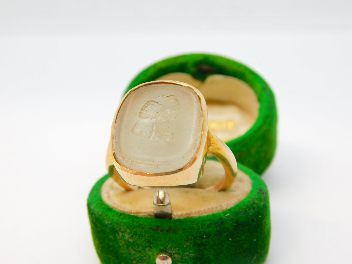 George I 9ct Gold Set Rock Crystal Intaglio Seal 'Samuel Pepys' Signet Ring c1710