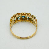 Victorian 12ct Yellow Gold Graduating Turquoise Boat Ring Antique c1890