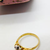9ct Yellow Gold, Sapphire & Diamond Set Floral Cluster Ring 1979 Birmingham