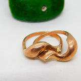 14ct Yellow Gold Modernist Double Band Puzzle Ring Vintage c1960 Size L UK