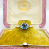 Victorian 18ct Yellow Gold, Aquamarine & Diamond Dress Ring c1900 Antique