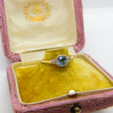 Victorian 18ct Yellow Gold, Aquamarine & Diamond Dress Ring c1900 Antique