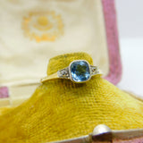 Victorian 18ct Yellow Gold, Aquamarine & Diamond Dress Ring c1900 Antique