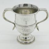 King George II Sterling Silver Two Handled Loving Cup Copper Base c1730 Antique