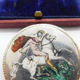Victorian Sterling Silver & Enamel Crown Coin Brooch Antique 1887 Jubilee