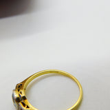 Victorian 18ct Yellow Gold, Aquamarine & Diamond Dress Ring c1900 Antique