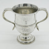 King George II Sterling Silver Two Handled Loving Cup Copper Base c1730 Antique