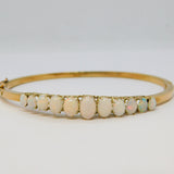 Victorian 15ct Yellow Gold Graduating Australian Opal Bangle Antique c1890