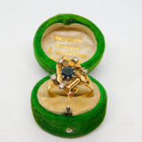 18ct Yellow Gold, Sapphire & Diamond Modernist Statement Ring Antique c1930