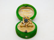 18ct Yellow Gold, Sapphire & Diamond Modernist Statement Ring Antique c1930