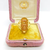 Egyptian 21ct Yellow Gold Hieroglyphics Signet Ring Antique c1920 Art Deco