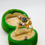 18ct Yellow Gold, Sapphire & Diamond Modernist Statement Ring Antique c1930