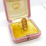 Egyptian 21ct Yellow Gold Hieroglyphics Signet Ring Antique c1920 Art Deco