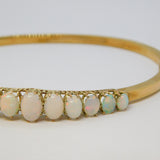Victorian 15ct Yellow Gold Graduating Australian Opal Bangle Antique c1890