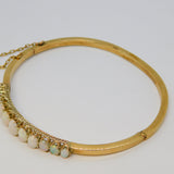 Victorian 15ct Yellow Gold Graduating Australian Opal Bangle Antique c1890