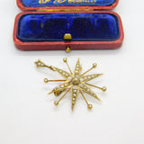 Edwardian 9ct Gold, Seed Pearl & Pink-Green Paste Lavalier Drop Pendant Antique