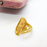 Egyptian 21ct Yellow Gold Hieroglyphics Signet Ring Antique c1920 Art Deco