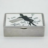 Victorian Sterling Silver & Enamel 'Who the Devil are You' Vesta Case Antique 1887 Birmingham
