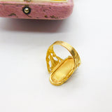 Egyptian 21ct Yellow Gold Hieroglyphics Signet Ring Antique c1920 Art Deco