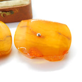 Pair of Carved Natural Baltic Amber & Sterling Silver Statement Cufflinks c1920