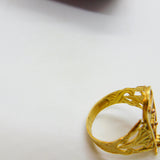 Egyptian 21ct Yellow Gold Hieroglyphics Signet Ring Antique c1920 Art Deco