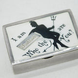 Victorian Sterling Silver & Enamel 'Who the Devil are You' Vesta Case Antique 1887 Birmingham