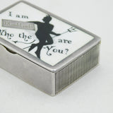 Victorian Sterling Silver & Enamel 'Who the Devil are You' Vesta Case Antique 1887 Birmingham