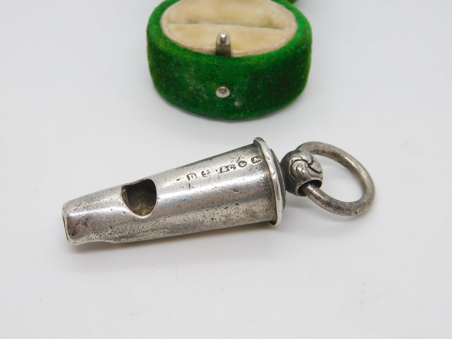 Victorian Sterling Silver Working Military Whistle Antique 1852 Birmingham