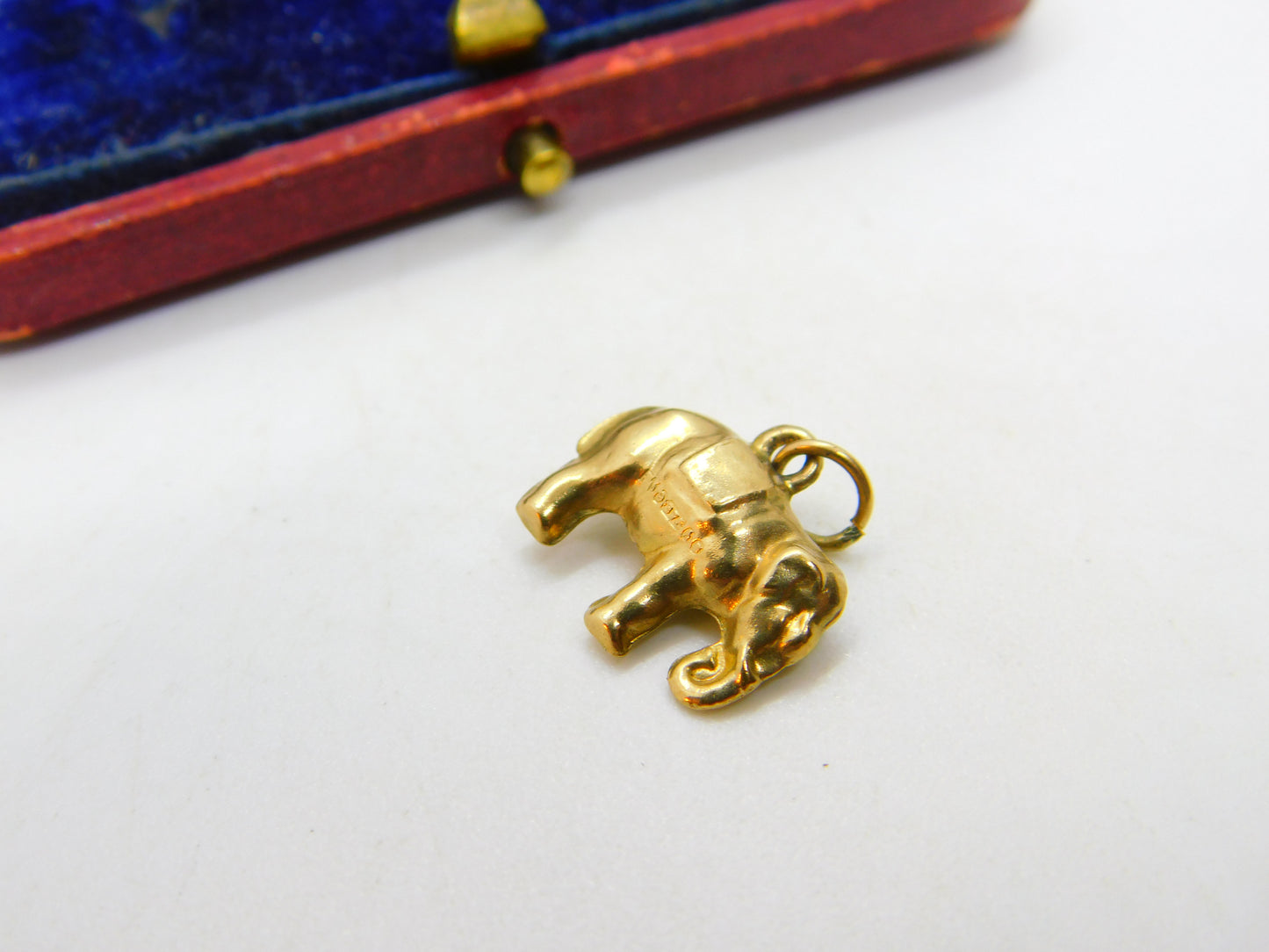 9ct Yellow Gold Good Luck Elephant Charm Pendant Vintage 1963 London