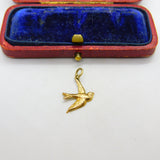 9ct Yellow Gold Swallow Bird Sweetheart Charm Pendant 1954 Chester