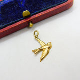 9ct Yellow Gold Swallow Bird Sweetheart Charm Pendant 1954 Chester