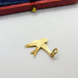 9ct Yellow Gold Swallow Bird Sweetheart Charm Pendant 1954 Chester