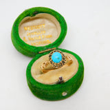 Victorian 15ct Yellow Gold Turquoise Set Floral Dress Ring Antique c1860