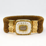 Victorian 15ct Gold, White Enamel & Hair Set Mourning Bracelet Antique 1853