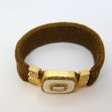 Victorian 15ct Gold, White Enamel & Hair Set Mourning Bracelet Antique 1853