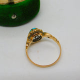 Victorian 15ct Yellow Gold Turquoise Set Floral Dress Ring Antique c1860