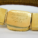 Victorian 15ct Gold, White Enamel & Hair Set Mourning Bracelet Antique 1853