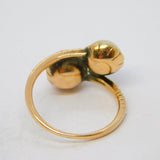 George III 14ct Gold, Natural Pearl & Coral Crossover Dress Ring Antique c1820s