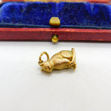 9ct Yellow Gold Sitting Cat or Kitten Charm Pendant 1987 Birmingham Vintage